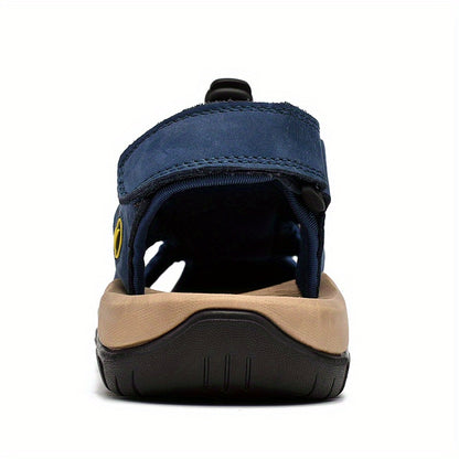 CLOHOO Marke Rindsleder Gummisohle Dicke Sohle Handgefertigte Freizeit Geschlossene Zehen Herren Sandalen