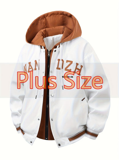 Oversized Bomberjacke für Herren mit Kapuze , geeignet für Outdoor, Handwaschbare warme Pilotenjacke