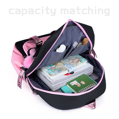 3-teiliges Set: Rucksack-Set mit Cupid-Herz-Elementen, beinhaltet Rucksack, Clutch und Tote Bag, modisch und praktisch