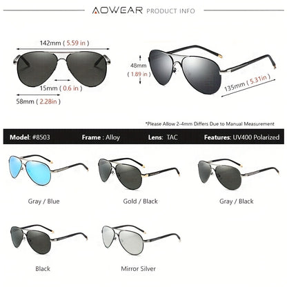 AOWEAR UV400 Piloten-Sonnenbrille für Männer mit polarisierten Spiegelgläsern zum Fahren