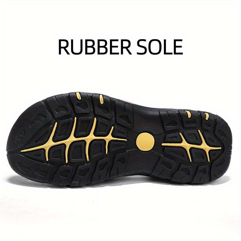 CLOHOO Marke Rindsleder Gummisohle Dicke Sohle Handgefertigte Freizeit Geschlossene Zehen Herren Sandalen