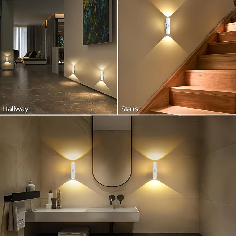 6er-Set weiße, wandmontierte, intelligente LED-Lichtleiste mit Bewegungssensor, dimmbar,  geeignet für Treppen, Flur, Schlafzimmer