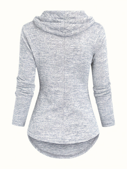 Übergröße - Lässiges Kapuzen-Sweatshirt für Frauen in Übergröße mit Wasserfallkragen