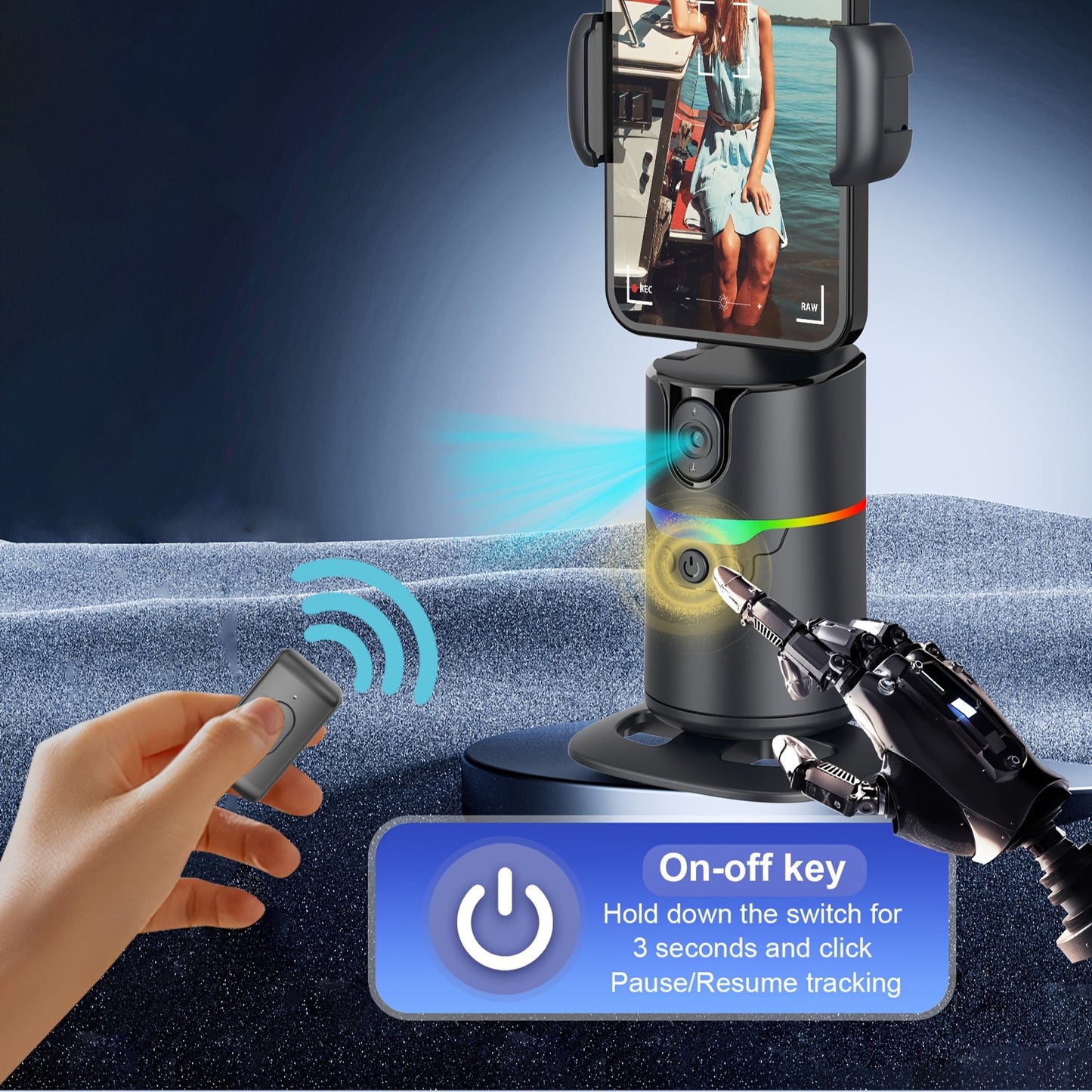 Q14 Neuer Gimbal-Selfie-Stick mit automatischer Gesichtserkennung, Fernsteuerung, 4-in-1 Gimbal-Stabilisator, 360°-Drehung, kompatibel mit iPhone/Android - Q12 Schwarz
