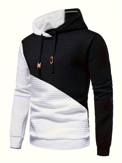 3er-Set kariertes Color-Block-Sporthoodie, vielseitiges Kapuzen-Sweatshirt, lässiges Street-Hoodie.