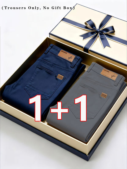 2er-Set Herren Allwetter Stretch-Chinohosen - Uni, Regular Fit, , bequem & langlebig