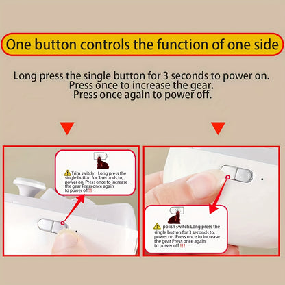 2-in-1 Elektrischer Nagelknipser und Polierer mit LED-Licht, Anti-Quetsch-Sicherheitsfunktion, Polier- und Schleiffunktionen, USB-Aufladung, Multifunktionales Maniküre-Werkzeug