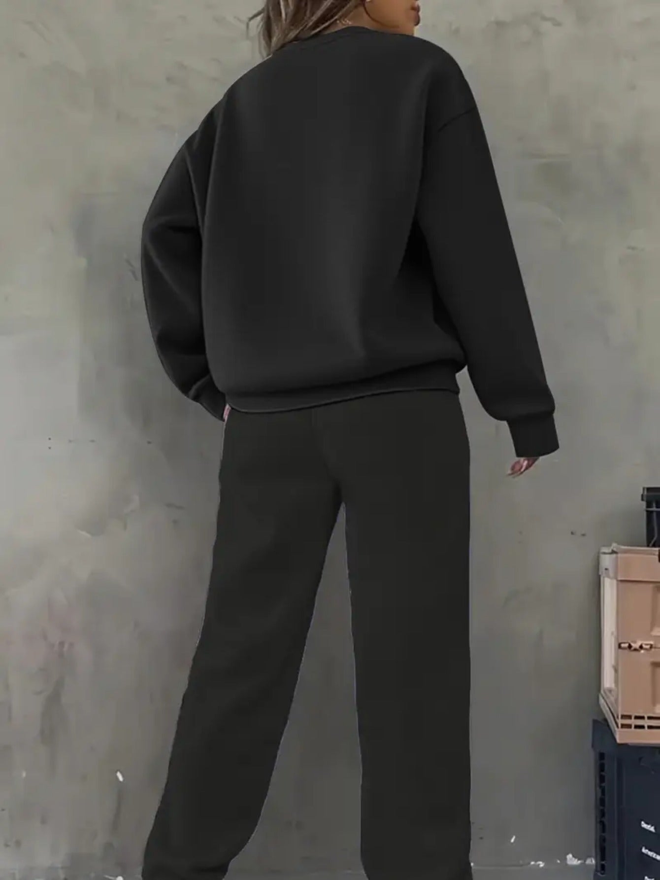 Sweatshirt/Sweatpants Set, Futter aus Fleece und kreativen „HUNTERS“-Charakterdrucken, Jogginganzug, mit Fleece gefüttert und verdickt warmes Sweatshirt