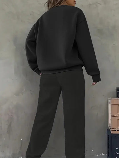 Sweatshirt/Sweatpants Set, Futter aus Fleece und kreativen „HUNTERS“-Charakterdrucken, Jogginganzug, mit Fleece gefüttert und verdickt warmes Sweatshirt