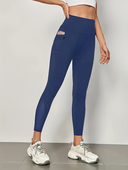 Damen-Sportbekleidung: Yoga-Leggings aus Mesh mit hohem Bund und seitlichen Taschen für Fitness und Sport im Fitnessstudio
