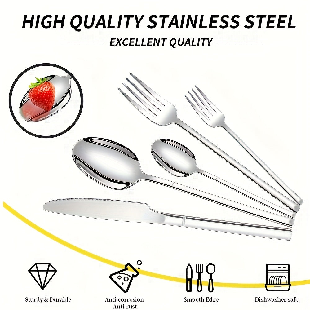 48-teiliges/24-teiliges Besteckset aus Edelstahl, spiegelpolierte Bestecke, Elegantes Tischdesign, Langlebiges Edelstahlbesteck von hoher Qualität