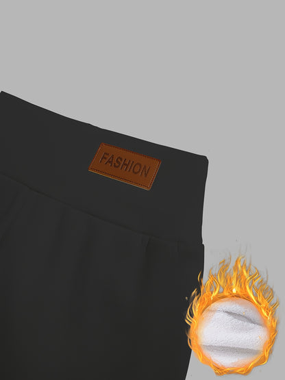 Damen Thermo-Leggings mit dickem Fleece-Futter und hohem Bund – Winterwärme, dehnbarer Skinny-Fit, einfarbig, lange Länge, perfekt für Freizeit- oder Outdoor-Aktivitäten