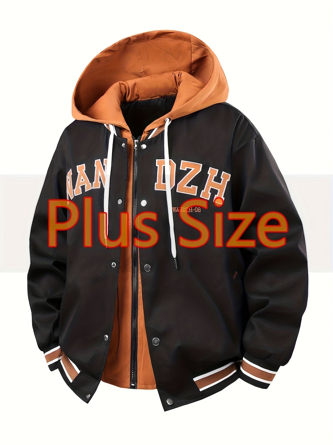 Oversized Bomberjacke für Herren mit Kapuze , geeignet für Outdoor, Handwaschbare warme Pilotenjacke