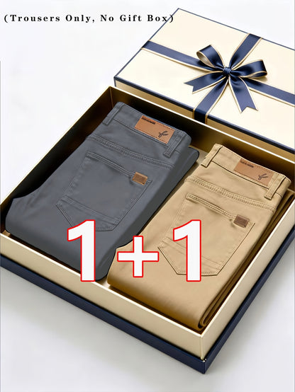 2er-Set Herren Allwetter Stretch-Chinohosen - Uni, Regular Fit, , bequem & langlebig