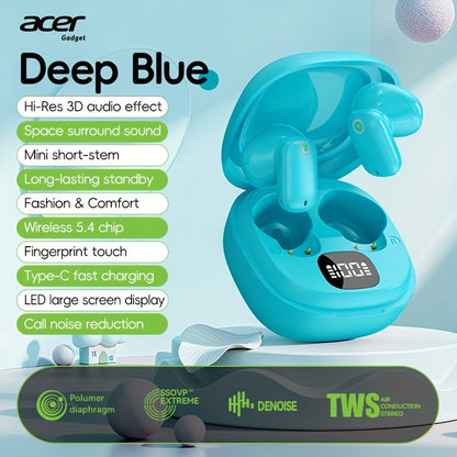 [Acer Offiziell Original] TWS Kabellose Ohrhörer mit Tiefbass-Stereo + Geräuschunterdrückung bei Anrufen, Ultra lange Akkulaufzeit, In-Ear-Design für Sport und Laufen, Mini und kompakt, HIFI-Sound, leichtes Touch-Bedienung