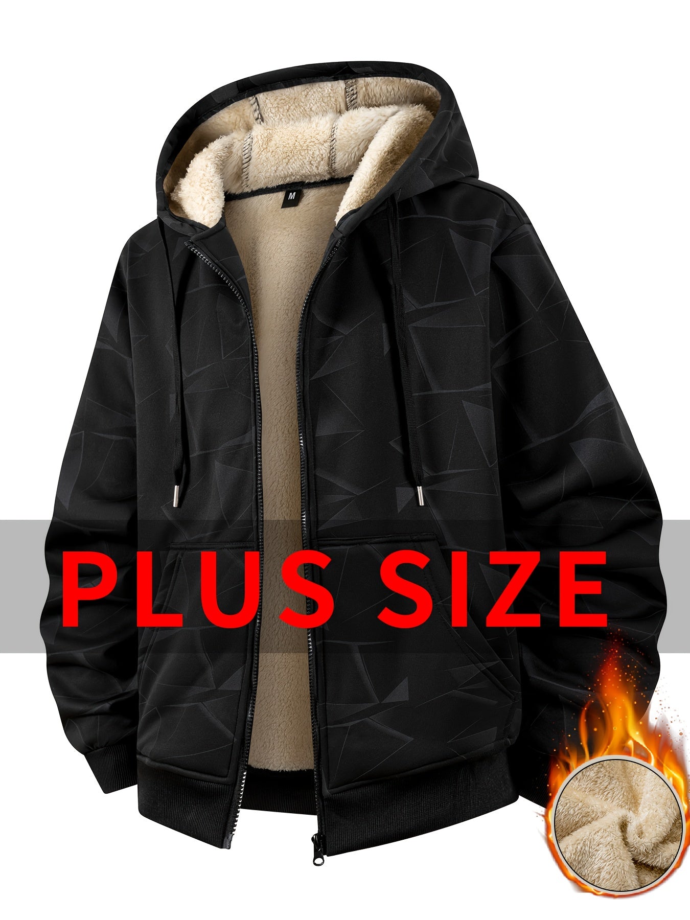 Herren Plus-Size Winterjacke – Dick gefütterter Mantel mit Kapuze und durchgehendem Reißverschluss, (verfügbar in Schwarz,Navy, Braun)