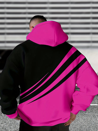 3D-gedrucktes Herren-Sweatshirt mit Tropfenschulter, langärmelig und Kapuze, PLUS SIZE