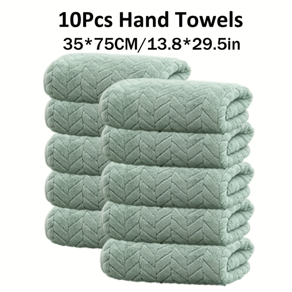 Set aus 10 einfarbigen Handtüchern mit den Maßen 35*75 cm aus Mikrofaser. Sie sind weich, bequem und sehr saugfähig