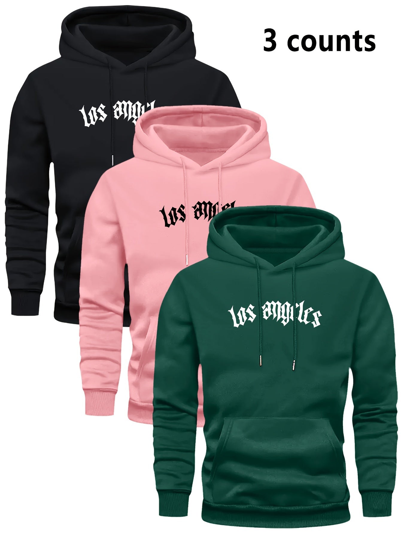 3er-Set Herren-Casual-Hoodies mit Fleece, stilvoll und vielseitig.