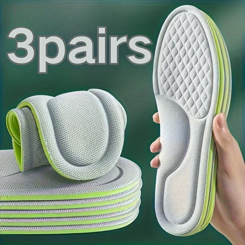 3 Paar Memory-Schaum-Einlegesohlen für flache und hohe Absätze, Laufschuhe , schweißabsorbierend , Fersenpolster, ergonomisches Schuhwerk