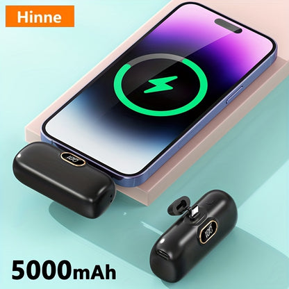 Hinne 5000mAh Mini Tragbares Ladegerät, ultrakompaktes Akku-Pack für unterwegs, Notstrom-Powerbank für das Telefon