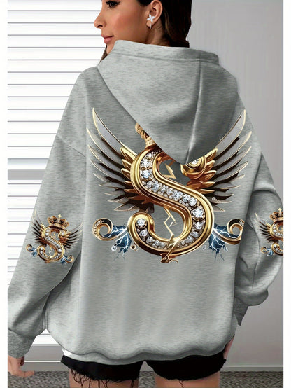 Große Größen, weiches, lässiges Langarmshirt mit Tasche, bequemes Damen-Casual-Outfit in großen Größen