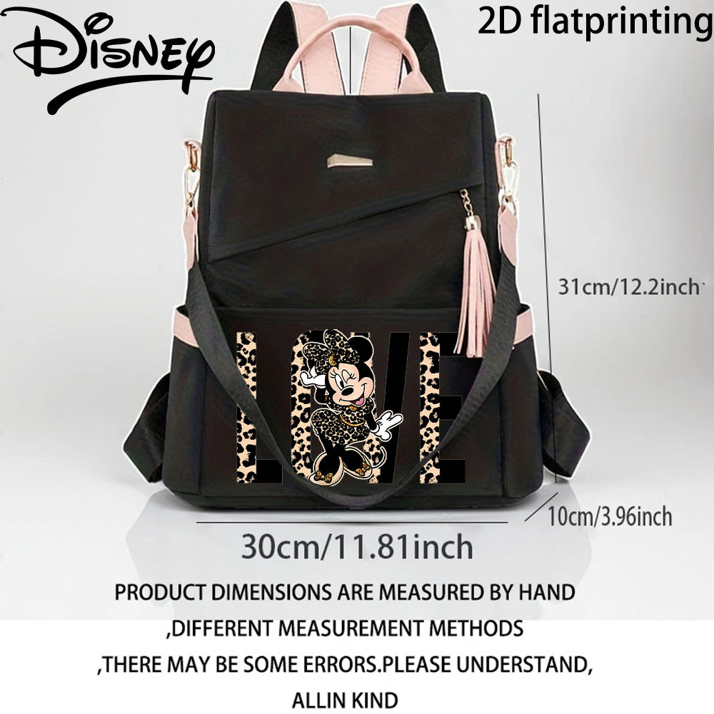 Autorisierter 1 Stück DISNEY Neue Minnie Mouse Modischer Leichter Anti-Diebstahl Rucksack, Damen-Duffelbag, mit Quasten, Verstellbarem Schultergurt