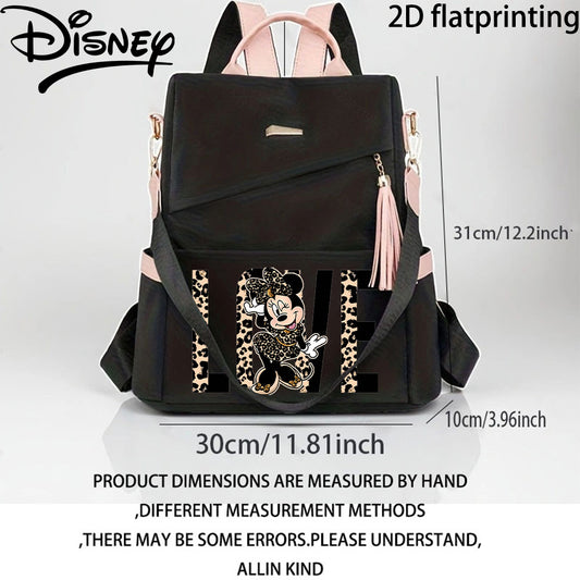 Autorisierter 1 Stück DISNEY Neue Minnie Mouse Modischer Leichter Anti-Diebstahl Rucksack, Damen-Duffelbag, mit Quasten, Verstellbarem Schultergurt