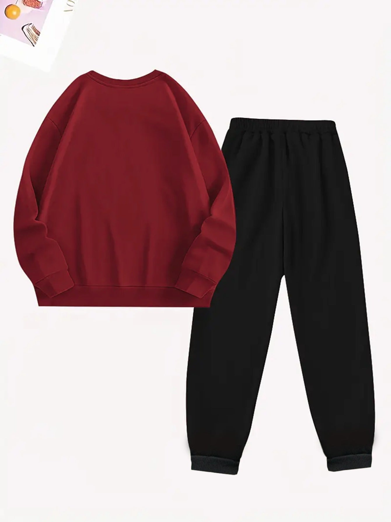 2-teiliges künstlerisches, elegantes Grafik-Slogan-gedrucktes Y2K-Stil neues Damen-Casual-Sport Set mit Rundhals-Pullover mit langen Ärmeln und Hose
