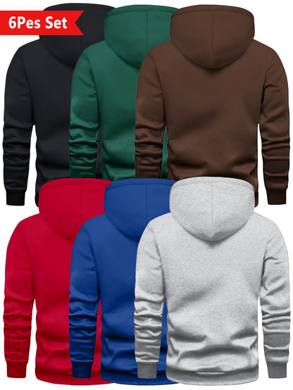 6er-Pack Lässiges Mode-Sportliches Oversized Herren Vielseitiges Trendiges Kapuzen-Sweatshirt, PLUS SIZE