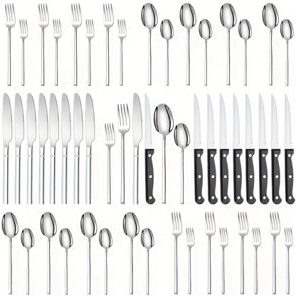 48-teiliges/24-teiliges Besteckset aus Edelstahl, spiegelpolierte Bestecke, Elegantes Tischdesign, Langlebiges Edelstahlbesteck von hoher Qualität