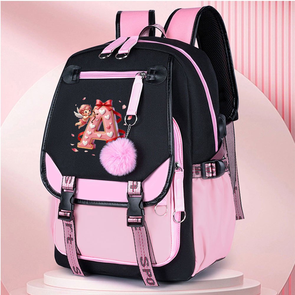 3-teiliges Set: Rucksack-Set mit Cupid-Herz-Elementen, beinhaltet Rucksack, Clutch und Tote Bag, modisch und praktisch