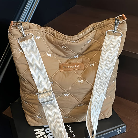 Damentasche aus Nylon als Tote & Crossbody mit abnehmbarem Riemen, verstellbare, wandelbare Handtasche, Reißverschlussverschluss & - Mehrfarbig