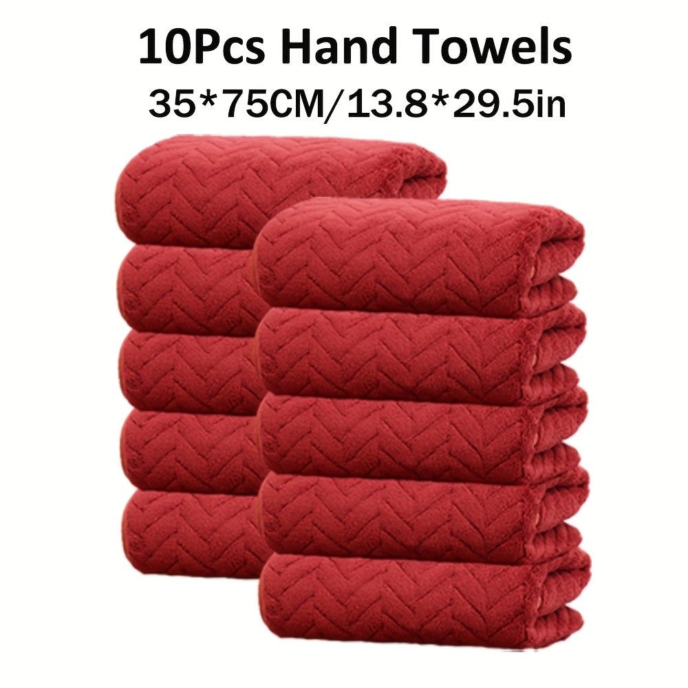 Set aus 10 einfarbigen Handtüchern mit den Maßen 35*75 cm aus Mikrofaser. Sie sind weich, bequem und sehr saugfähig