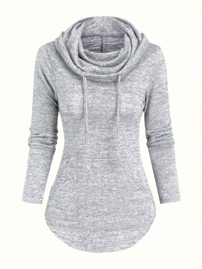Übergröße - Lässiges Kapuzen-Sweatshirt für Frauen in Übergröße mit Wasserfallkragen