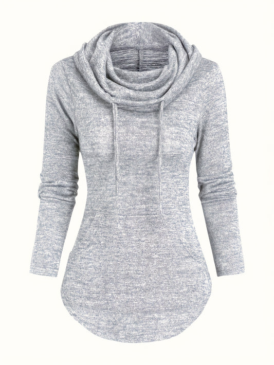 Übergröße - Lässiges Kapuzen-Sweatshirt für Frauen in Übergröße mit Wasserfallkragen