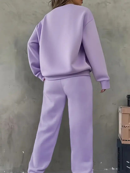 Sweatshirt/Sweatpants Set, Futter aus Fleece und kreativen „HUNTERS“-Charakterdrucken, Jogginganzug, mit Fleece gefüttert und verdickt warmes Sweatshirt