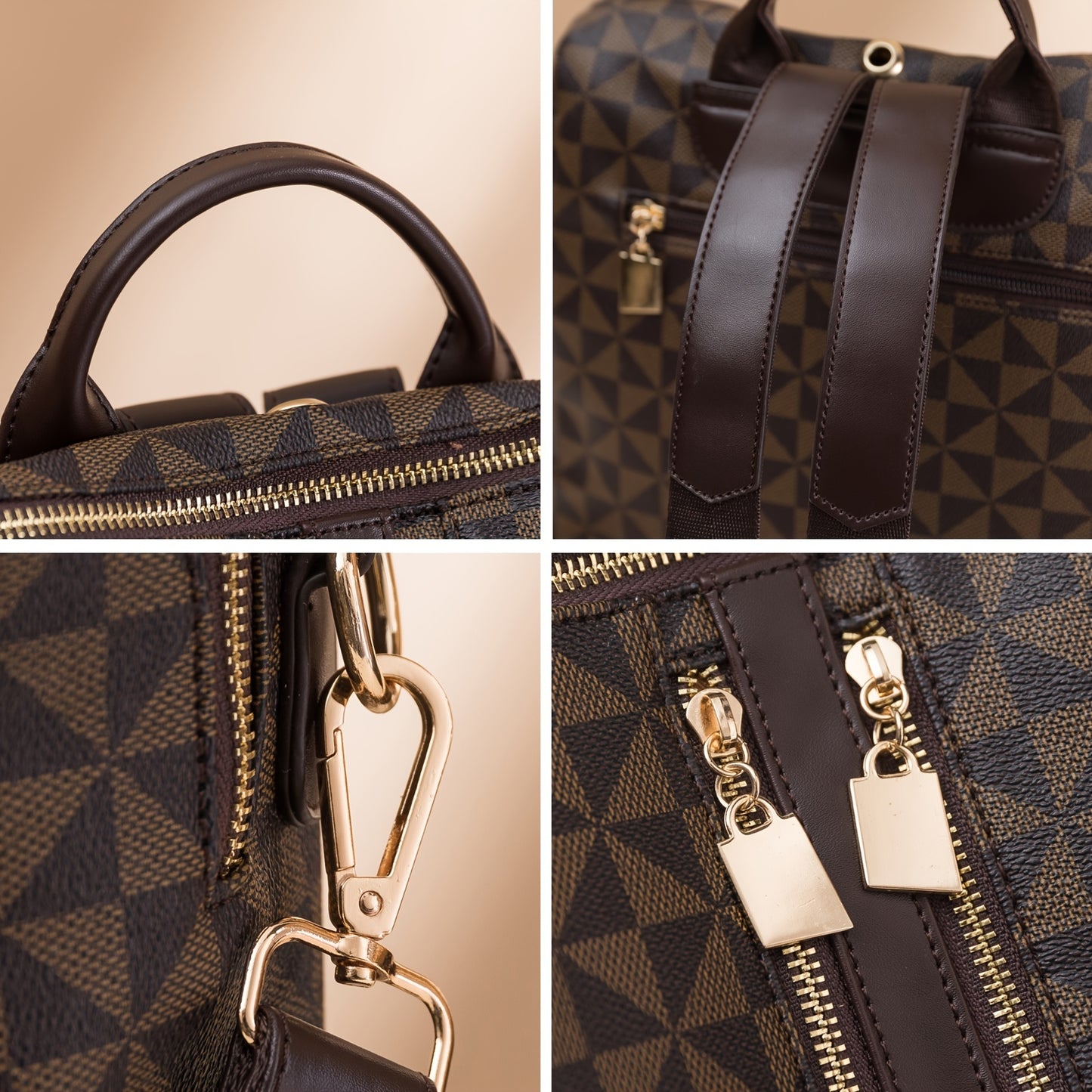 Women's Fashion Printed Double Shoulder Bag, Large Capacity, Vintage, Anti-Theft, Casual, for Daily Commuting, with Adjustable Strap, Stain-Resistant, Water-Repellent, Zipper, Polyurethane Lining, PVC Material