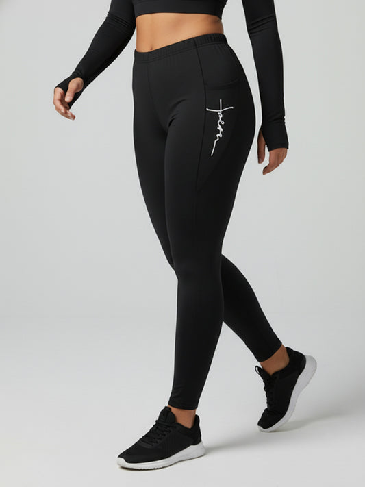 Hosen in Übergrößen, lässige und bequeme Leggings in einfarbigem Buchstabendruck