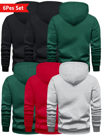 6er-Pack Lässiges Mode-Sportliches Oversized Herren Vielseitiges Trendiges Kapuzen-Sweatshirt, PLUS SIZE
