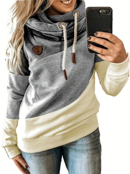 Plus-Size - Lässige Langarmshirts für Frauen mit einfarbigem Design und kontrastierenden Einsätzen