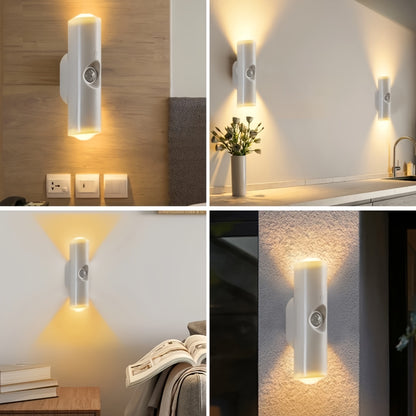 6er-Set weiße, wandmontierte, intelligente LED-Lichtleiste mit Bewegungssensor, dimmbar,  geeignet für Treppen, Flur, Schlafzimmer