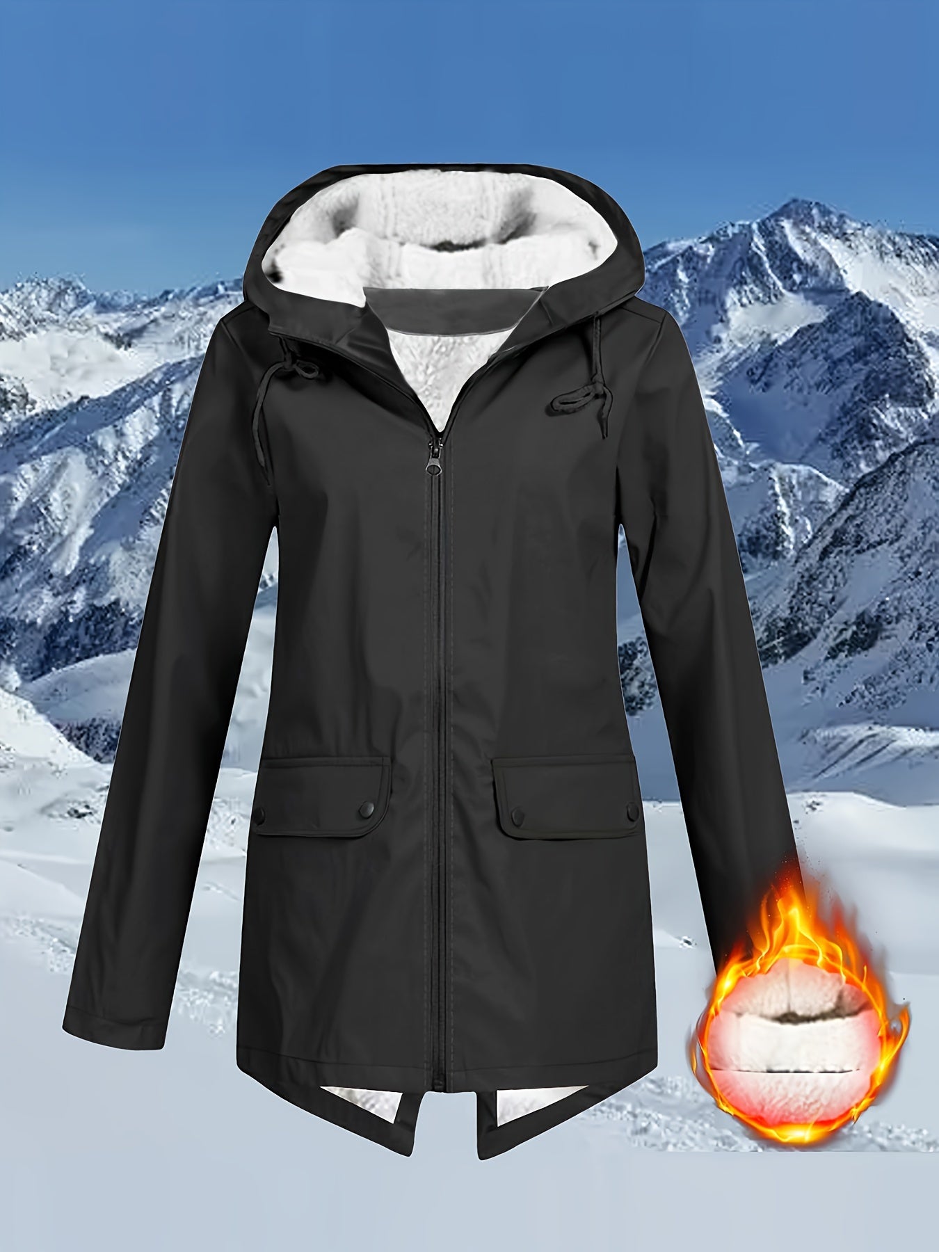 Damen Jacke , Herbst/Winter mit Kapuze, Grosse Größen