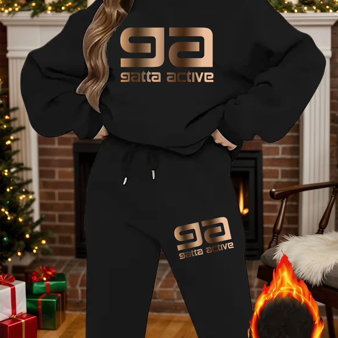 2-teiliges künstlerisches, elegantes Grafik-Slogan-gedrucktes Y2K-Stil neues Damen-Casual-Sport Set mit Rundhals-Pullover mit langen Ärmeln und Hose