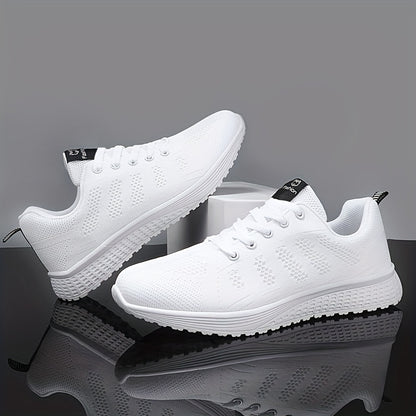 Damen Leichte Mesh-Sportschuhe - Atmungsaktive, Schnürschuhe zum Laufen mit EVA-Sohle, Modische Schwarze Freizeit- und Gehschuhe
