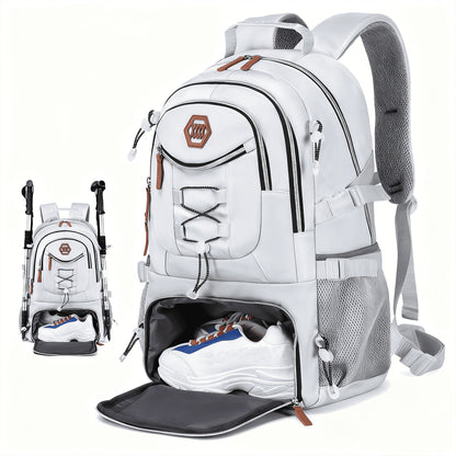 Großer Outdoor-Reiserucksack mit hoher Kapazität, mit Laptop-/Tablet-Fach, Schuhfach, verstellbaren Gurten - langlebiger Sport-Rucksack