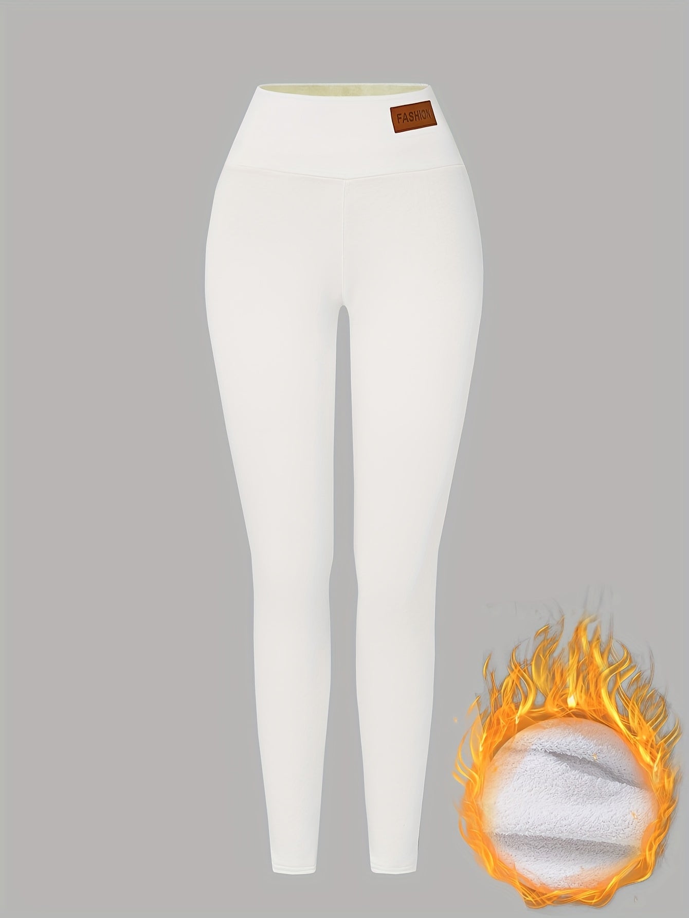 Damen Thermo-Leggings mit dickem Fleece-Futter und hohem Bund – Winterwärme, dehnbarer Skinny-Fit, einfarbig, lange Länge, perfekt für Freizeit- oder Outdoor-Aktivitäten