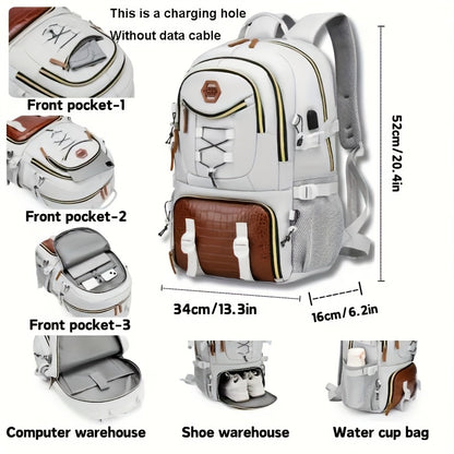 Großer Outdoor-Reiserucksack mit hoher Kapazität, mit Laptop-/Tablet-Fach, Schuhfach, verstellbaren Gurten - langlebiger Sport-Rucksack