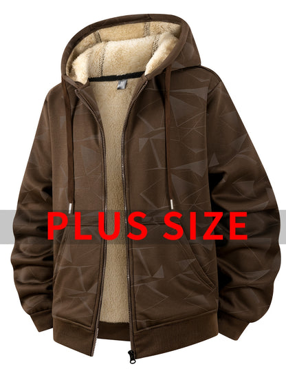 Herren Plus-Size Winterjacke – Dick gefütterter Mantel mit Kapuze und durchgehendem Reißverschluss, (verfügbar in Schwarz,Navy, Braun)