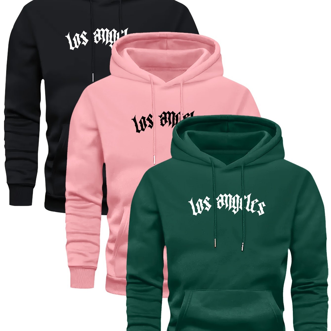3er-Set Herren-Casual-Hoodies mit Fleece, stilvoll und vielseitig.